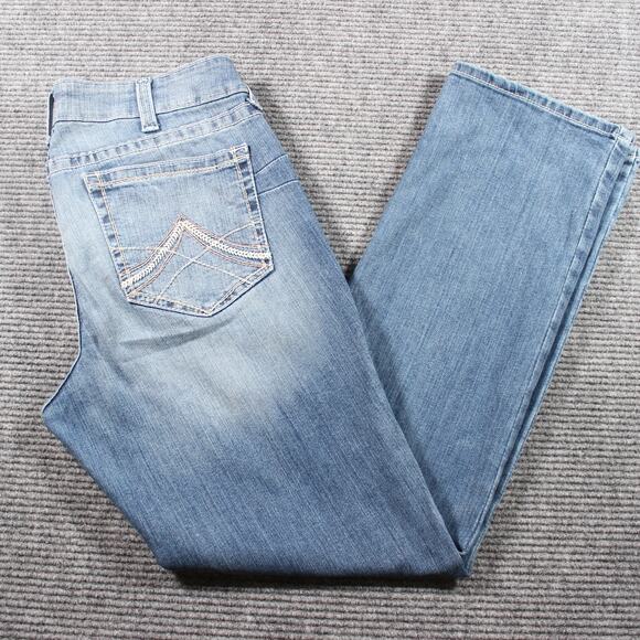Ariat Jeans Womens 33 Blue Rainstorm Real Straight Stretch - Picture 1 of 13
